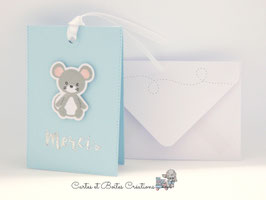 3 cartes remerciements cadeaux naissance - Souris Bleue