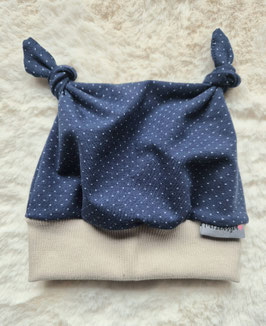 Knotenmütze "Pünktchen" blau