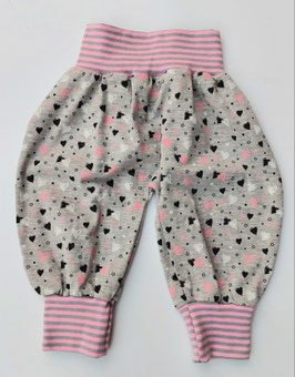 Pumphose "Herzen" grau-rosa