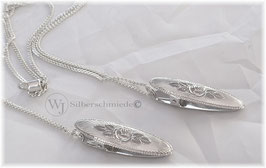 Serviettenkette Silber 925/ooo  Clips mit Blumenmotiv