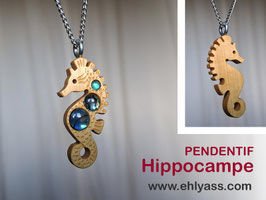 Pendentifs Hippocampes en bois + Pierres
