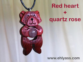 Amulette Ours sculptée en bois et pierre