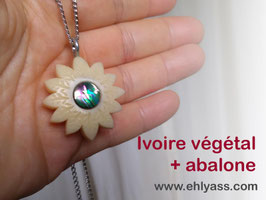 Pendentif Fleur étoile en ivoire végétal et abalone