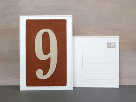 Postkarte mit Zahl "9"