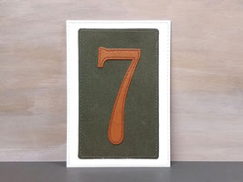 Postkarte mit Zahl "7"