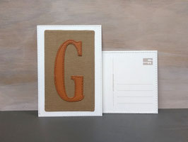 Postkarte mit Buchstabe "G"