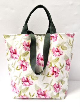 Shopper / Einkaufstasche Hibiskus lidengrün-piniengrün