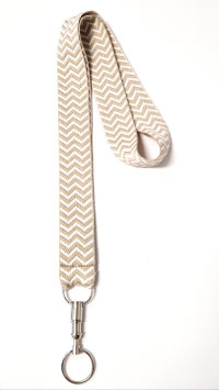 Schlüsselanhänger zum Umhängen Zick-Zack beige-weiss