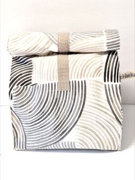 Lunchbag / Wetbag gross Kreisel grau-anthrazit-beige