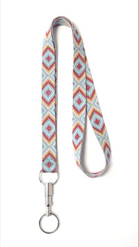 Schlüsselanhänger zum Umhängen Rhombus grau-fuchsia-h'blau