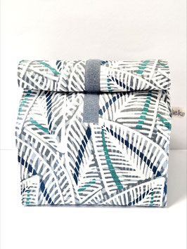 Lunchbag / Wetbag gross Blätter grau-blau-grün