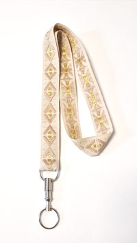 Schlüsselanhänger zum Umhängen Rhombus écru-beige-gold