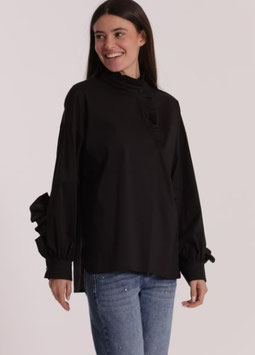 Blusa di cotone con dettagli Rouches