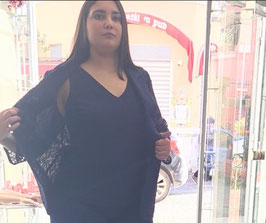 Top liscio con scollo a V  blu scuro