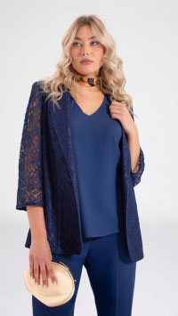 POMODORO-Giacca pizzo blu - edas luxury linea plus