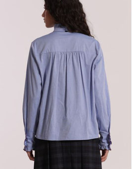 CAMICIA CON DETTAGLI ROUCHES  AZZURRA