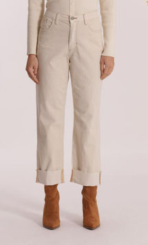 LSAN PANTALONE CROPPED CON RISVOLTO IN VELLUTO A COSTINE PANNA