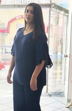 casacca con maniche a balze BLU