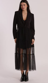 GIACCA LUNGA CON TULLE NERA