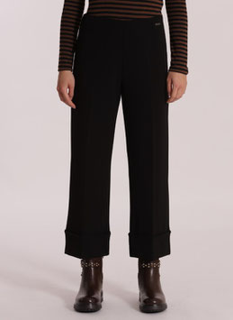 Pantalone verde con risvolto in neoprene cropped