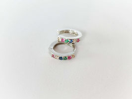 Minis aritos circonitas multicolor plata