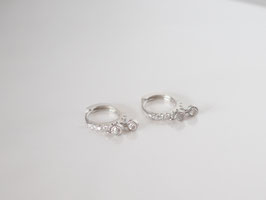 Aritos con colgante de circonitas plata