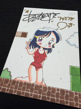 あさいもとゆき先生直筆イラスト(A６サイズ)⑥＆ファミコンロッキーのテーマCD