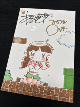 あさいもとゆき先生直筆イラスト(A６サイズ)⑤＆ファミコンロッキーのテーマCD