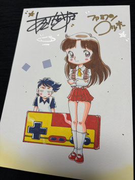 あさいもとゆき先生直筆イラスト(B６サイズ)⑪＆ファミコンロッキーのテーマCD