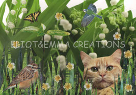 ST - 468 - CHAT et MUGUET - CAT and LILY OF THE VALLEY