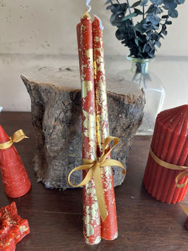 candela lunga 25 cm rosso e oro