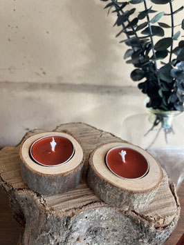 CANDELINA TEA LIGHT CON PORTACANDELA IN LEGNO