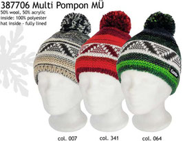 Multi Pompon Eisbär Mütze