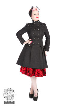 Hearts & Roses black brocade trench coat