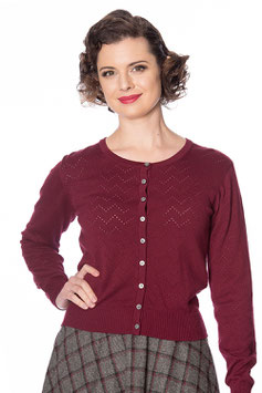 Banned pointelle cardigan aubergine