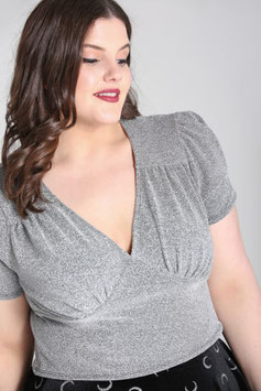 Hell Bunny loco motion top silver mt 2xl