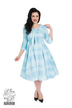 Hearts & Roses blue checked swing jurk