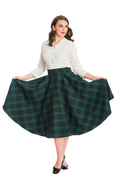 Banned sweet check swing rok groen mt XL