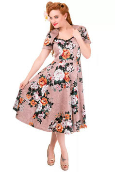 Banned vintage floral swing jurk dusty pink