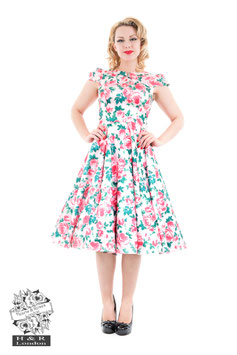 Hearts & Roses Bright pink rose swing jurk