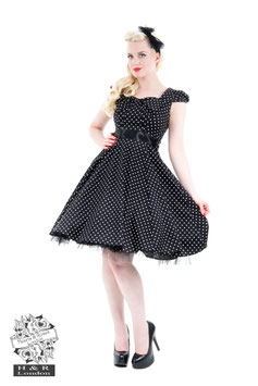 Hearts & Roses Black polkadot swing jurk