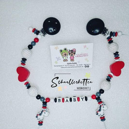 Kinderwagenkette Einhorn Red & Black