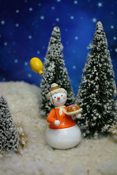 Limitierte Edition- Schneemann mit Kuchen und Luftballon   ,, Schätzchen 2025 ''