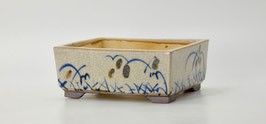 pot rectangulaire blanc décoré