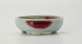 pot rond bleu et rouge