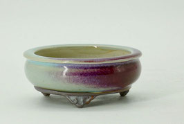 pot rond bleu et rouge