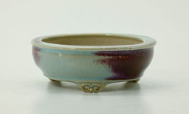 pot rond bleu et rouge