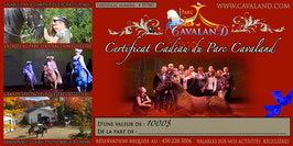 Certificat-cadeau Cavaland d'une valeur de 1000$ (cours, pensions, spectacles, rando...)