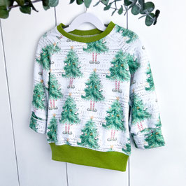 Sweater 86/92 French Terry Tannenbäume