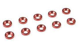Rondelles cuvettes anodisé rouge pour vis M3 (x10)